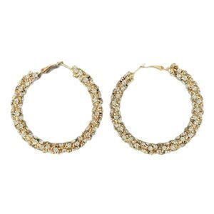 Vintage Y2K Metal Gold Tone Rhinestone Hoop Earrings